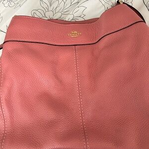 Mauve Coach Pebbled Leather Hobo Bag